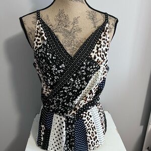 CAbi Black and White Mixed Print Camisole